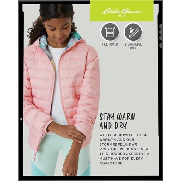 Eddie Bauer Girls' Jacket - CirrusLite Weather Resistant Down Coat for Girls - - Picture 5 of 7